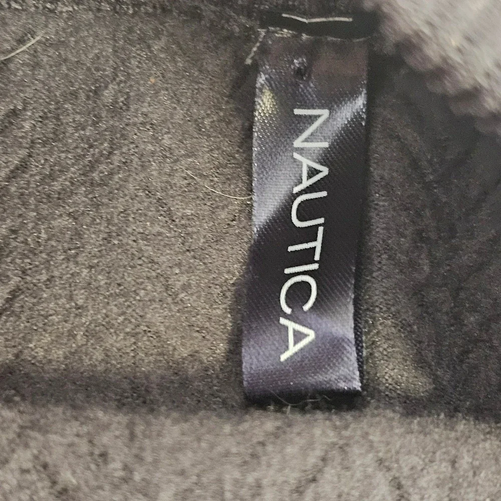 Nautica Black Cable Knit Fleece Lined Leggings Women Size ML Textured High Waist